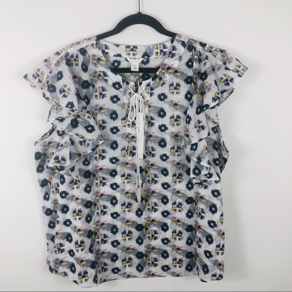 Caslon Printed Petal Sleeve Top